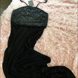 LONG BLACK SEQUINED TOP DRESS.  VERY SEXY.